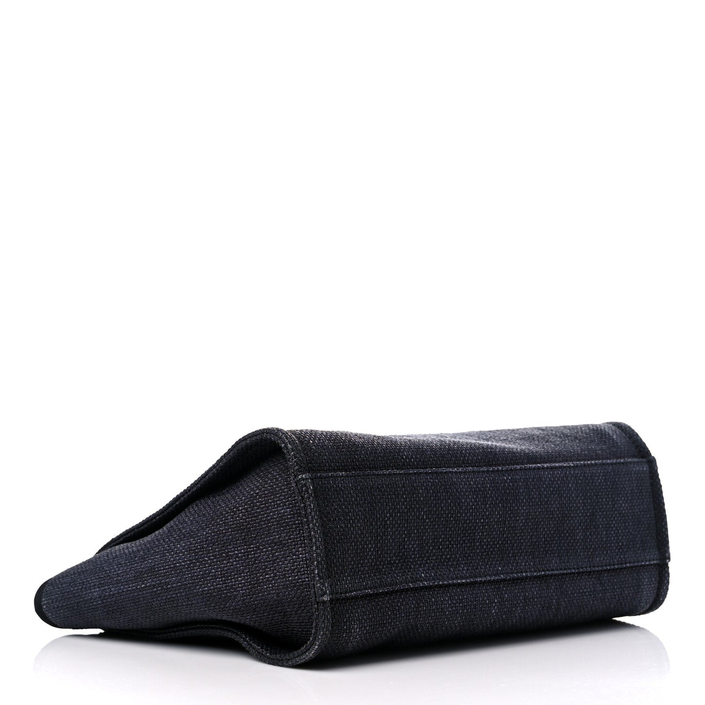 Woven Straw Raffia Small Deauville Tote Black