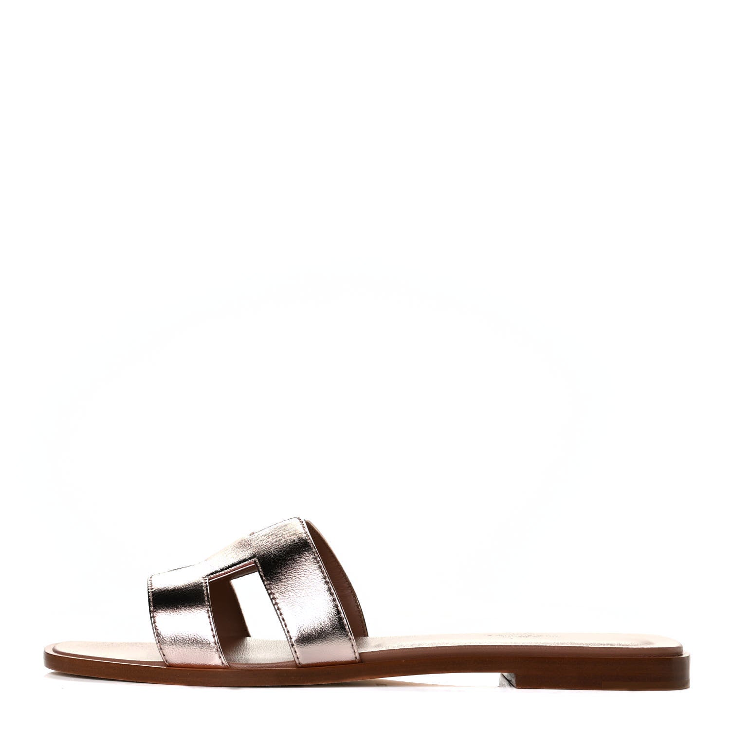 Hermes Metallic Nappa Oran Sandals 38.5 Rose Dore 1 of 6