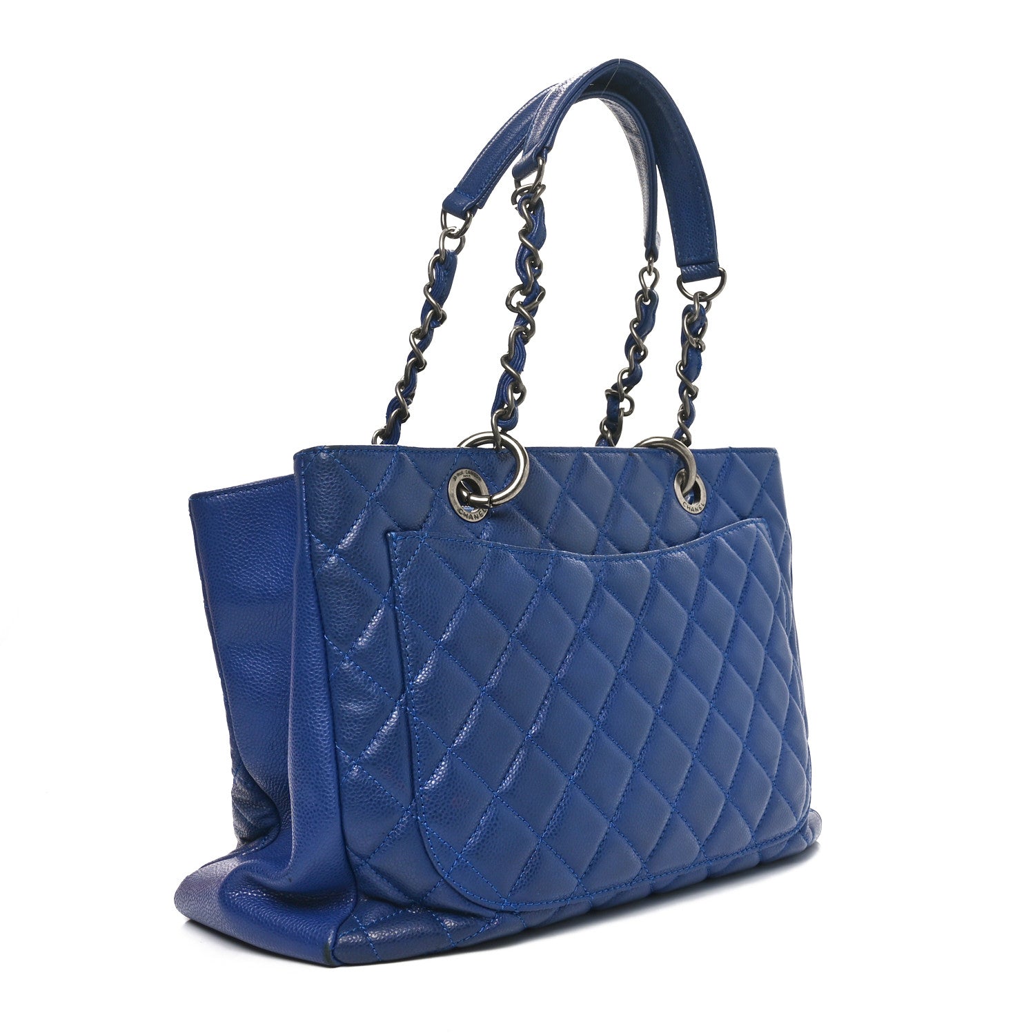 Chanel Caviar Quilted Grand Shopping Tote GST Blue 3 of 11