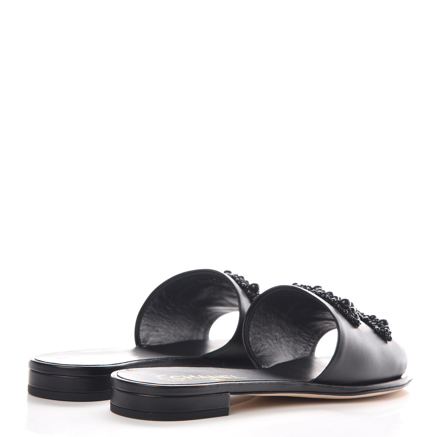 Chanel Lambskin Beaded CC Mules 39 Black 4 of 10