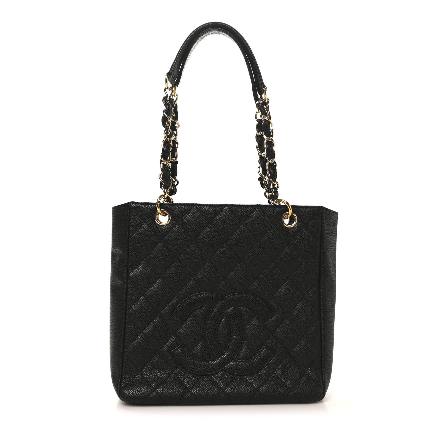 Caviar Quilted Petit Shopping Tote PST Black