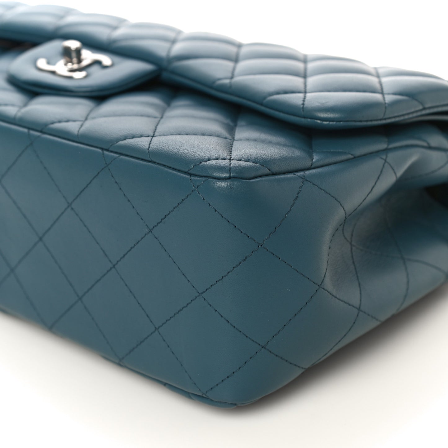 Lambskin Quilted Jumbo Double Flap Blue