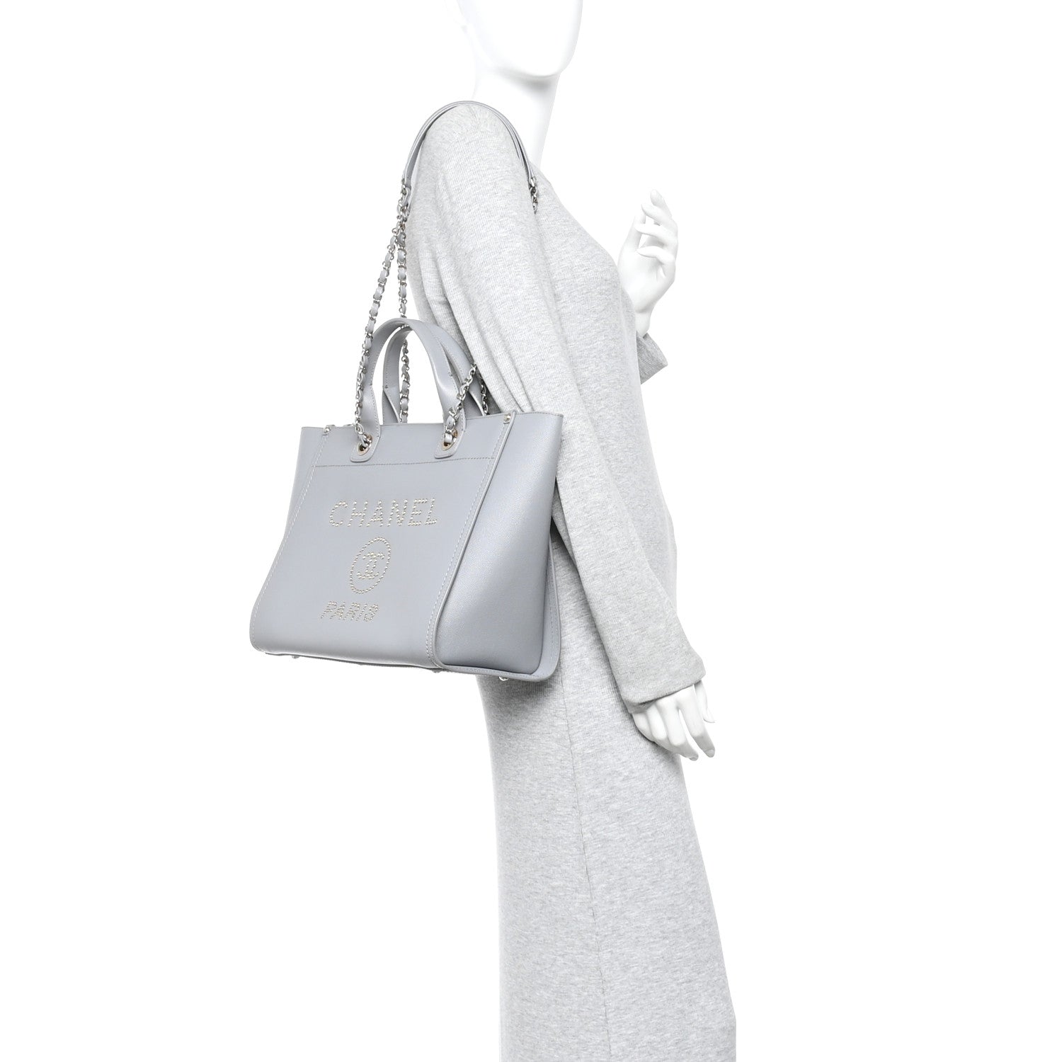 Chanel Caviar Studded Medium Deauville Tote Grey 2 of 11