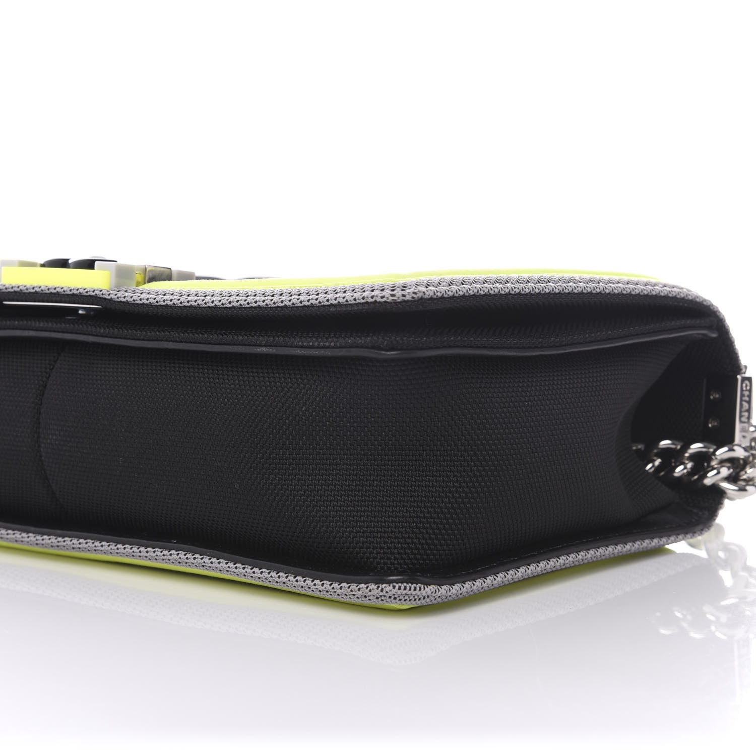 Chanel Canvas Quilted New Medium Fluo Boy Flap Black Grey Yellow 8 of 9