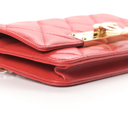 Chanel Lambskin Quilted Golden Class Wallet on Chain WOC Red 9 of 11