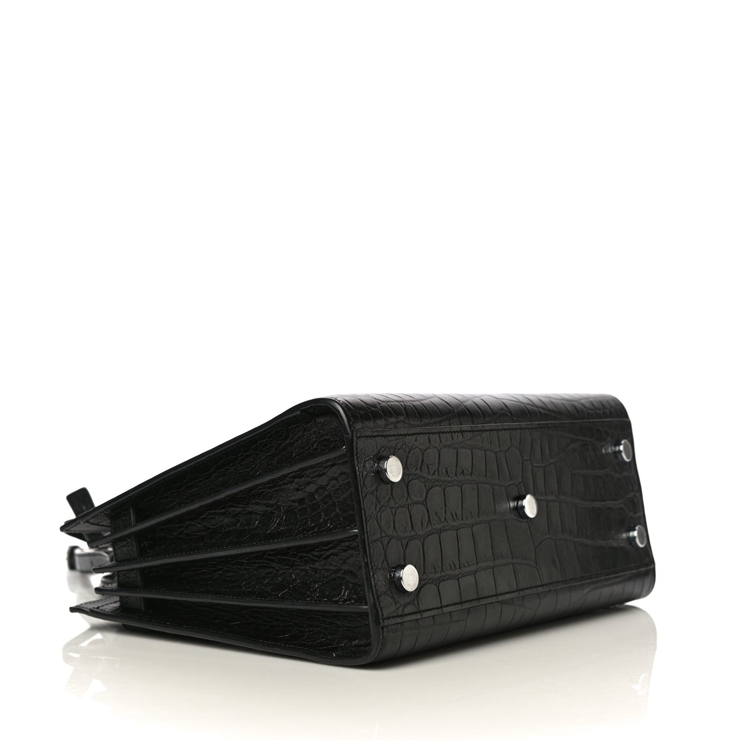 Calfskin Crocodile Embossed Baby Sac De Jour Black