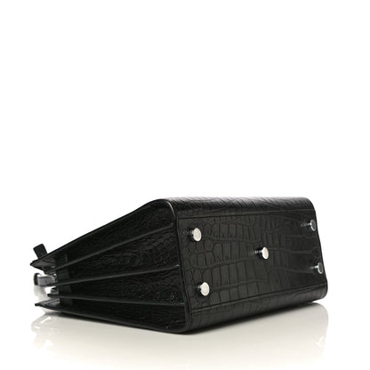 Saint Laurent Calfskin Crocodile Embossed Baby Sac De Jour Black 3 of 9