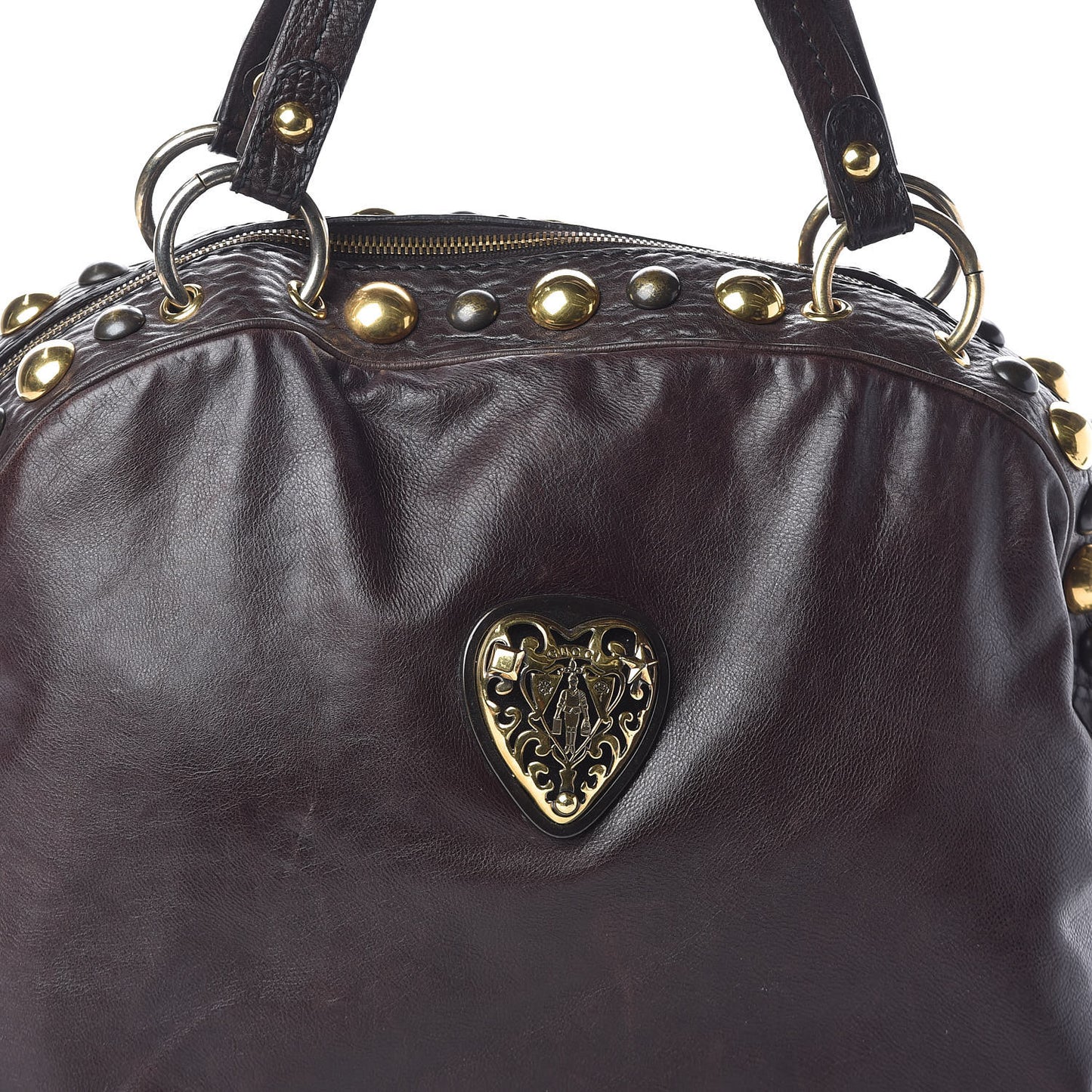 Calfskin Large Babouska Dome Satchel Dark Brown