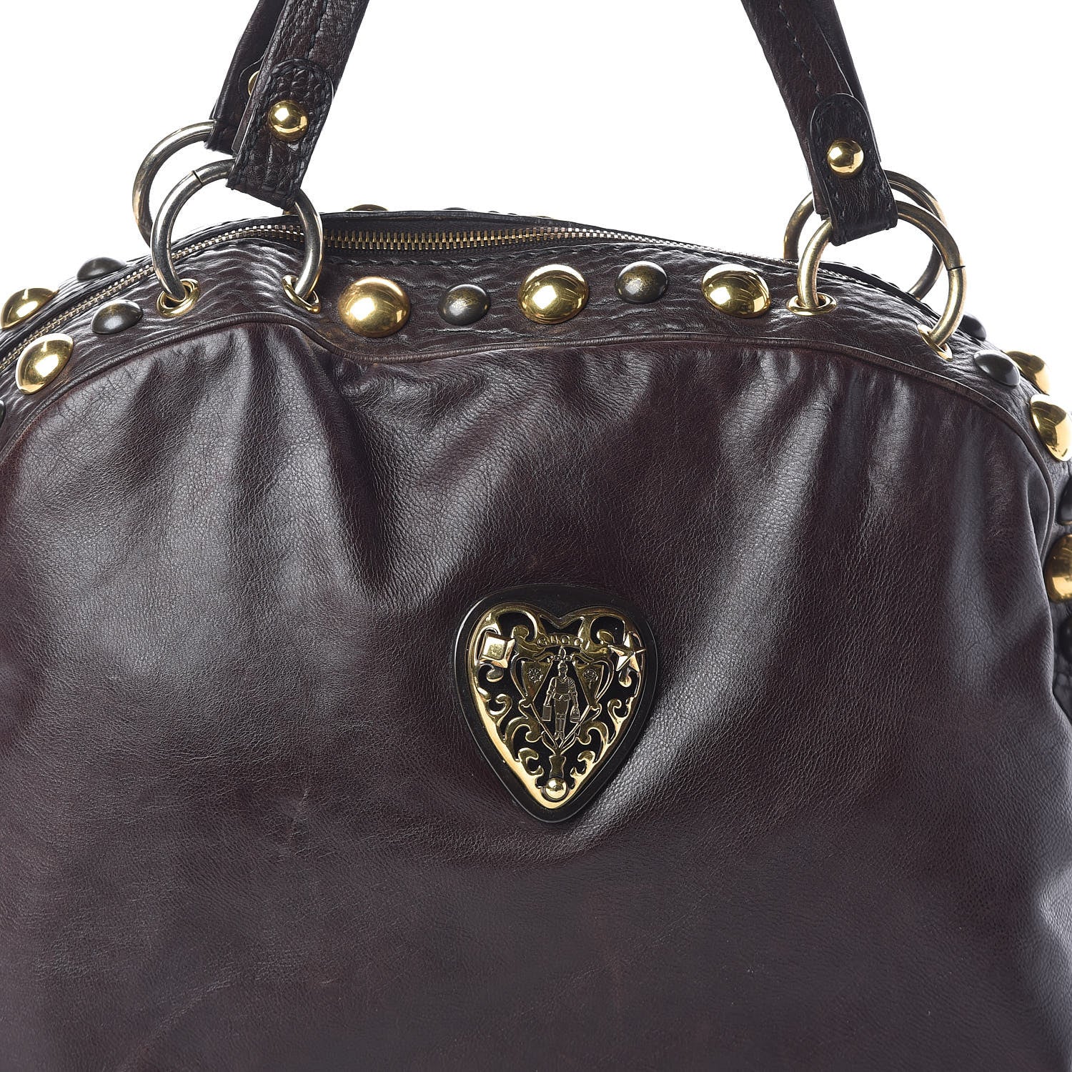 Gucci Calfskin Large Babouska Dome Satchel Dark Brown 8 of 11