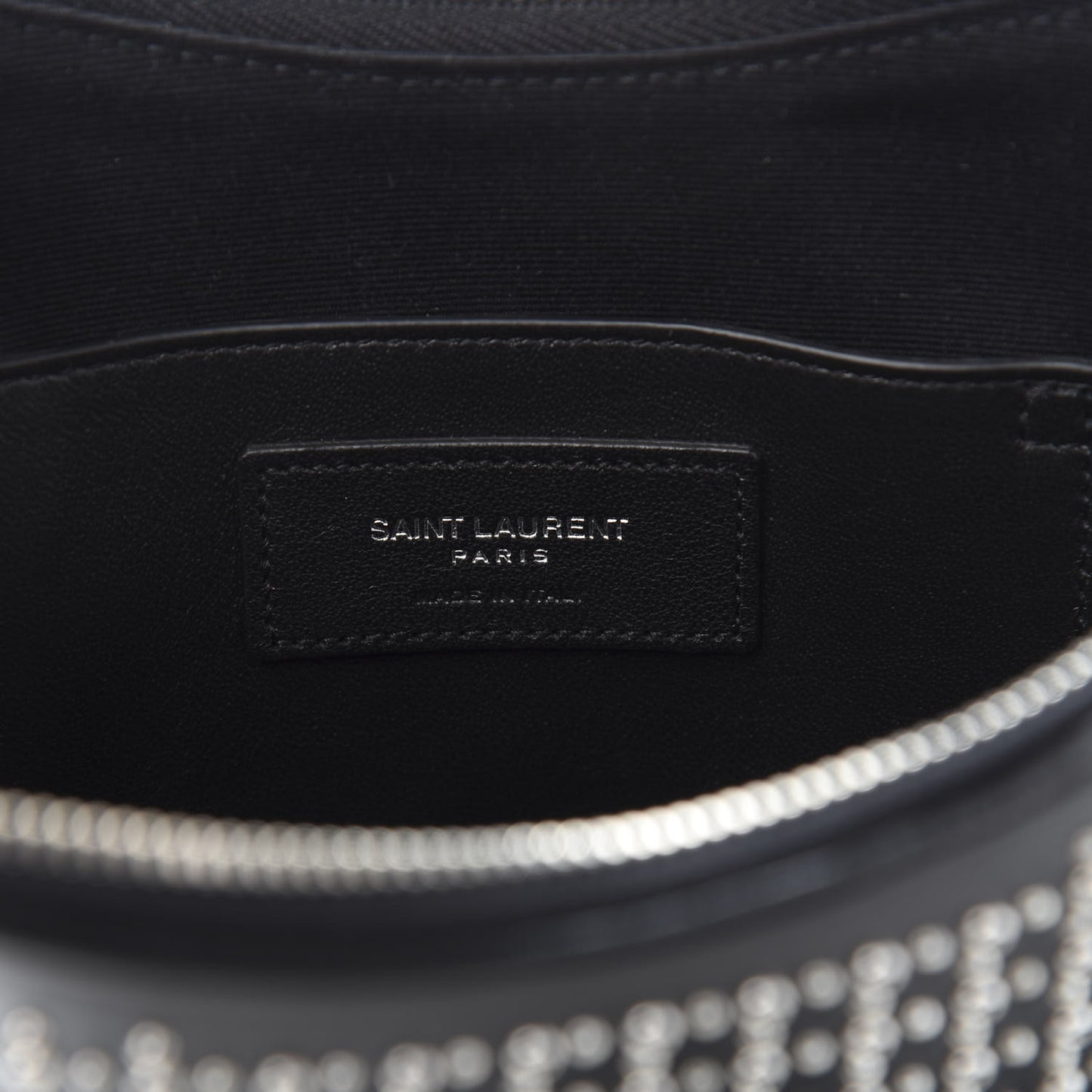 Calfskin Studded Monogram Heart Shoulder Bag Black