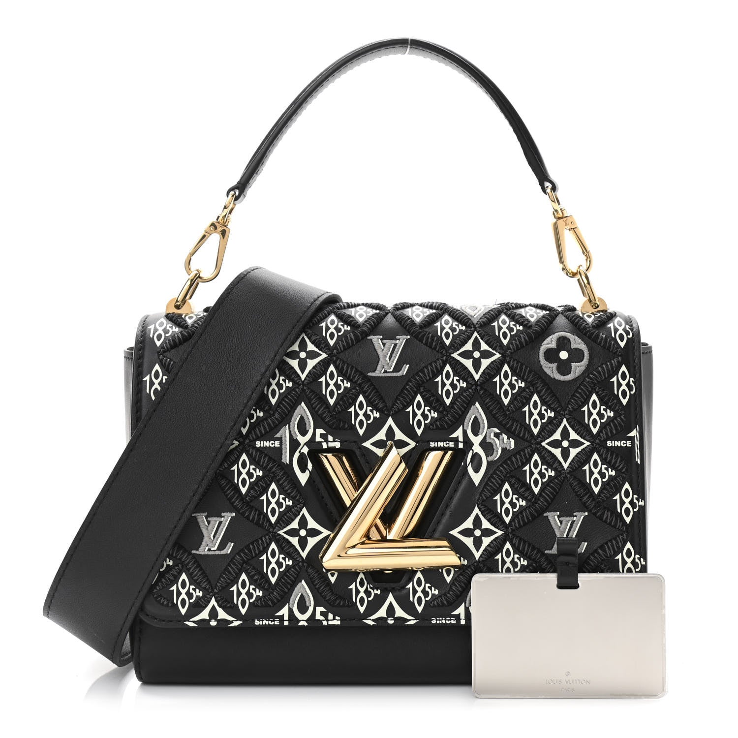 Louis Vuitton Calfskin Since 1854 Embroidered Twist MM Black 1 of 9