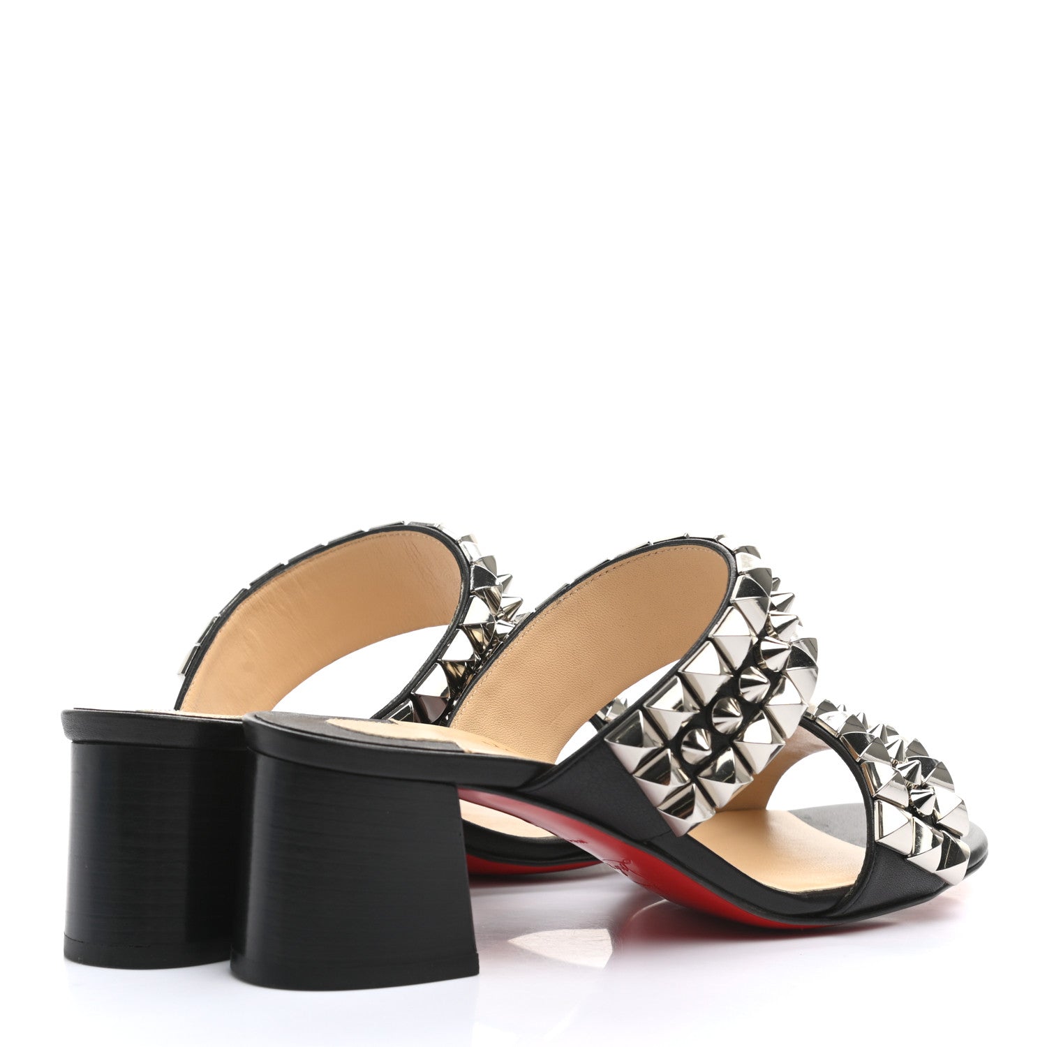 Christian Louboutin Calfskin Studded Tina Goes Mad 55 Slide Sandals 35.5 Black 4 of 9