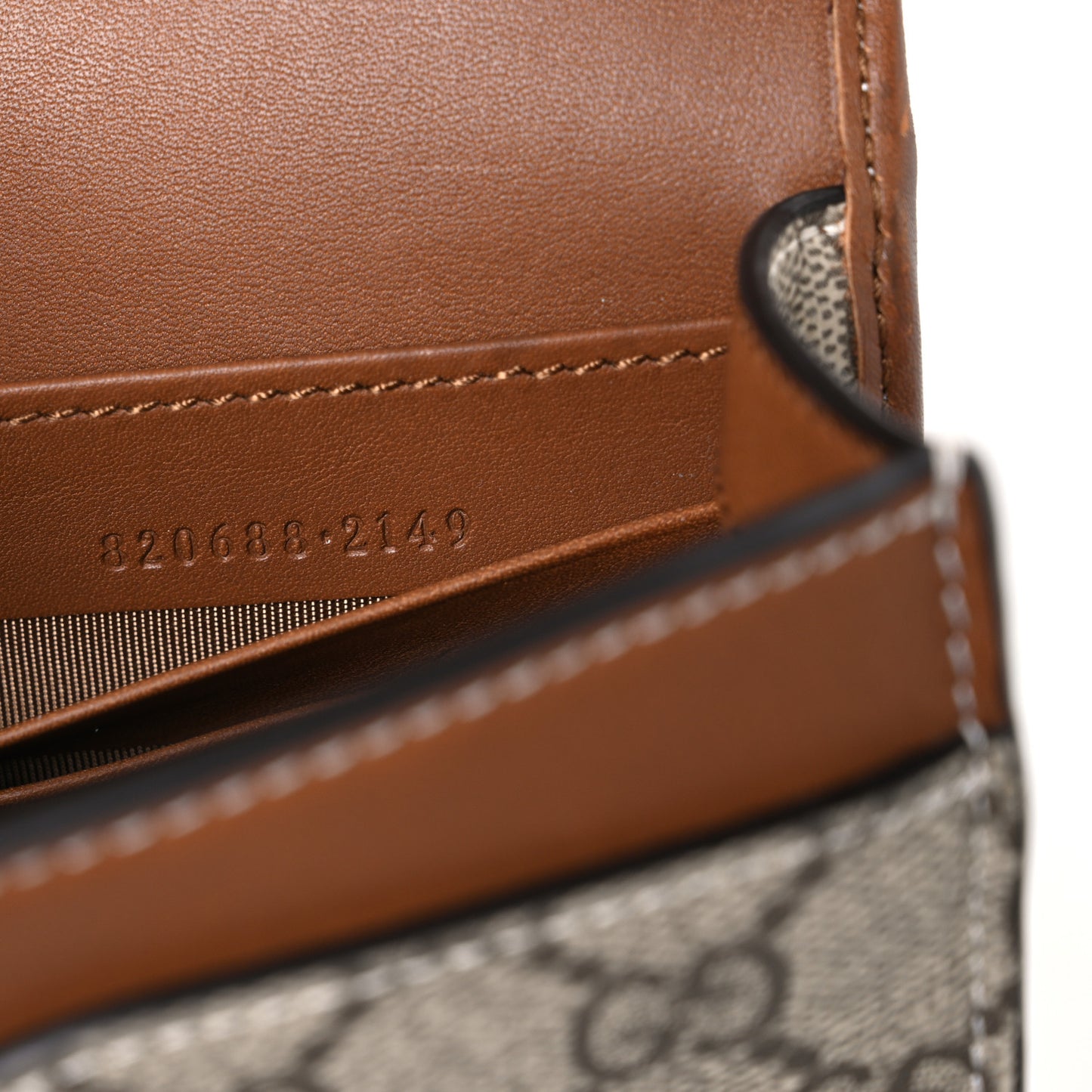 GG Emblem Monogram Wallet With Strap Beige Brown
