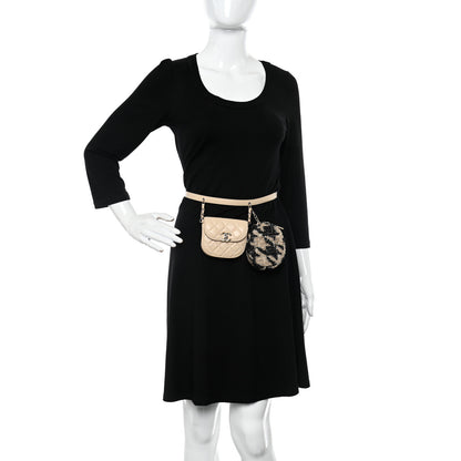 Chanel Tweed Lambskin Quilted Waist Bag With Coin Purse Beige 2 of 12