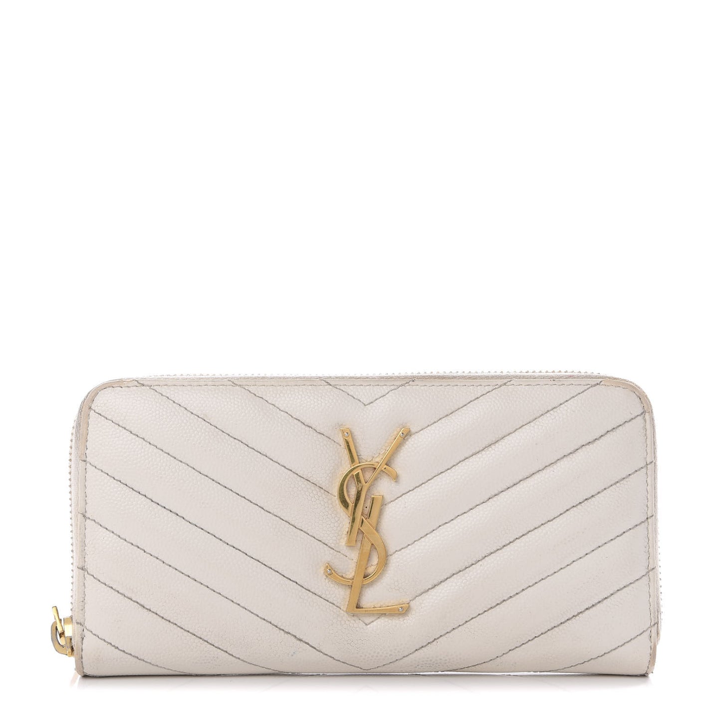 Grain De Poudre Matelasse Chevron Monogram Zip Around Wallet Porcellana