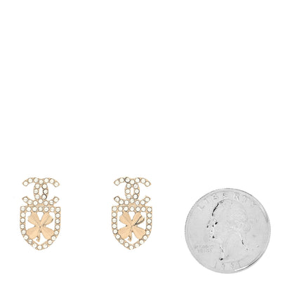 Chanel Crystal CC Sergeant Chanel Earrings Gold 2 of 4