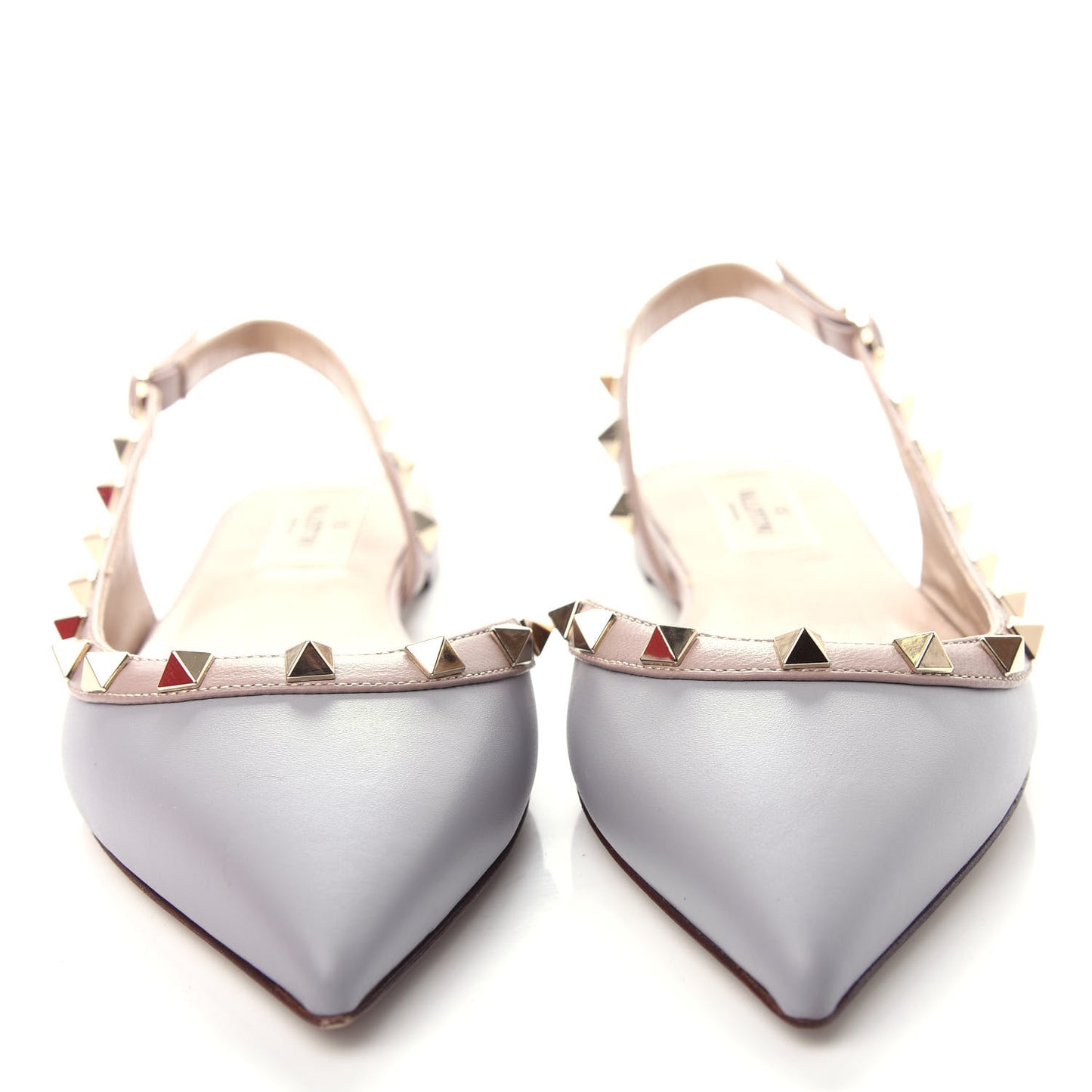 Nappa Rockstud Slingback Flats 36 Pastel Grey Poudre
