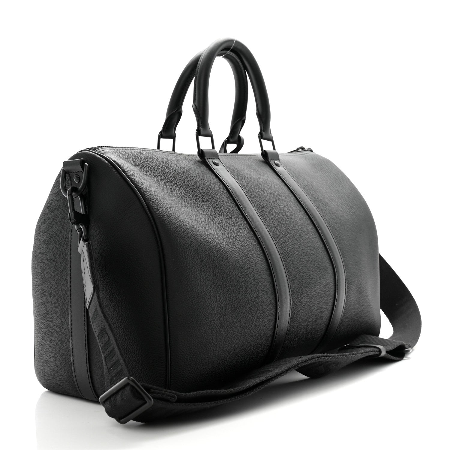 Louis Vuitton Grained Calfskin Aerogram Keepall Bandouliere 40 Black 2 of 11