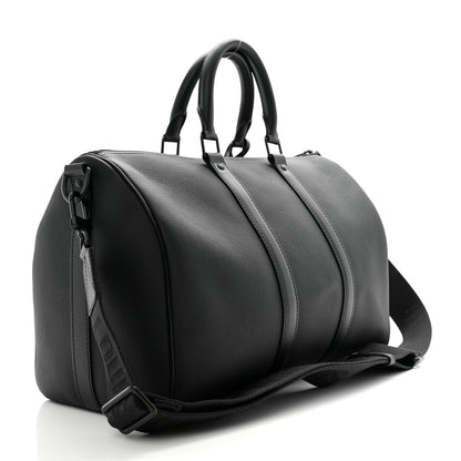 Louis Vuitton Grained Calfskin Aerogram Keepall Bandouliere 40 Black 2 of 11