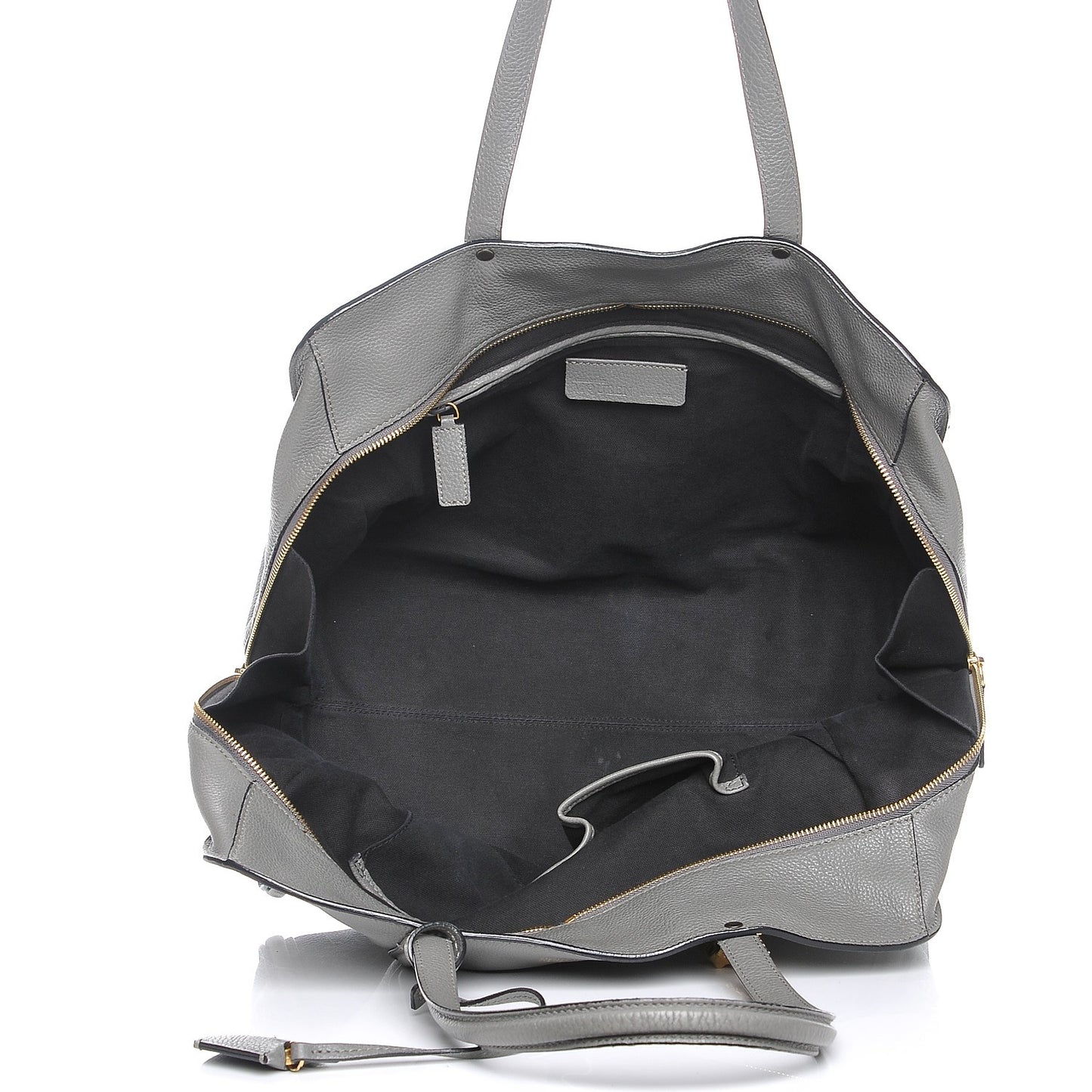 Pebbled Calfskin Large Skull Padlock Zip Around Tote Dark Grey