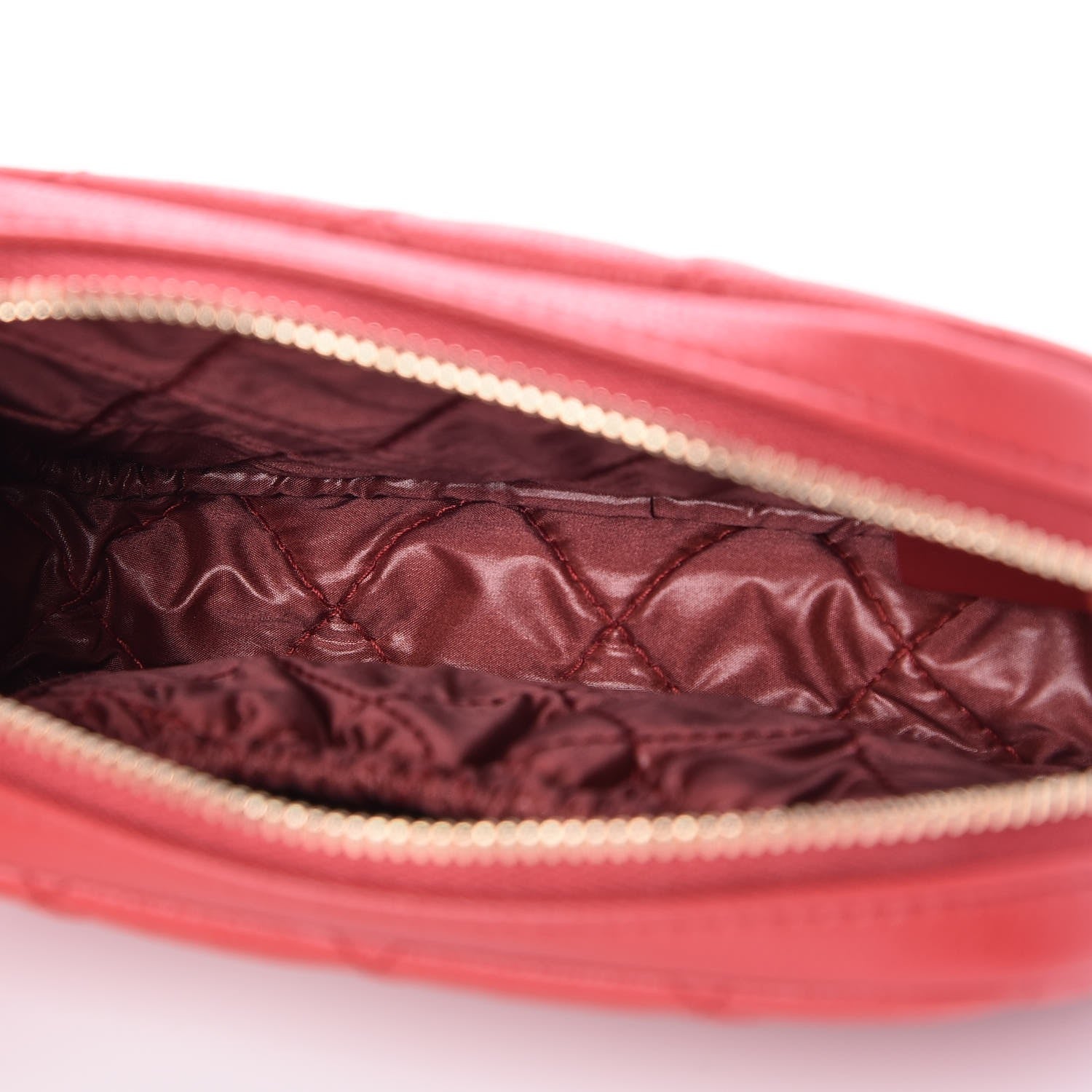 Chanel Caviar Quilted Small Curvy Pouch Cosmetic Case Dark Red 5 of 8