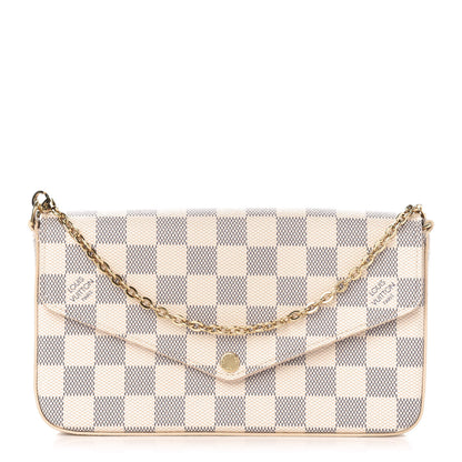 Louis Vuitton Damier Azur Pochette Felicie Chain Wallet Rose Ballerine 1 of 15