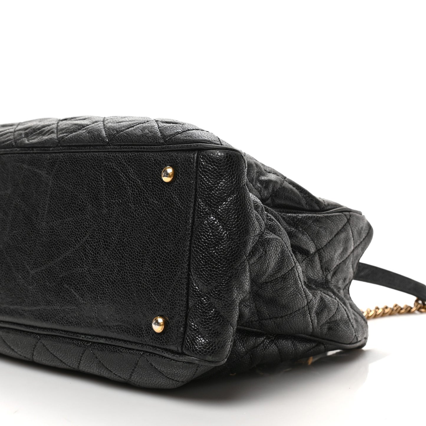 Glazed Caviar Quilted Small Shiva Tote Black