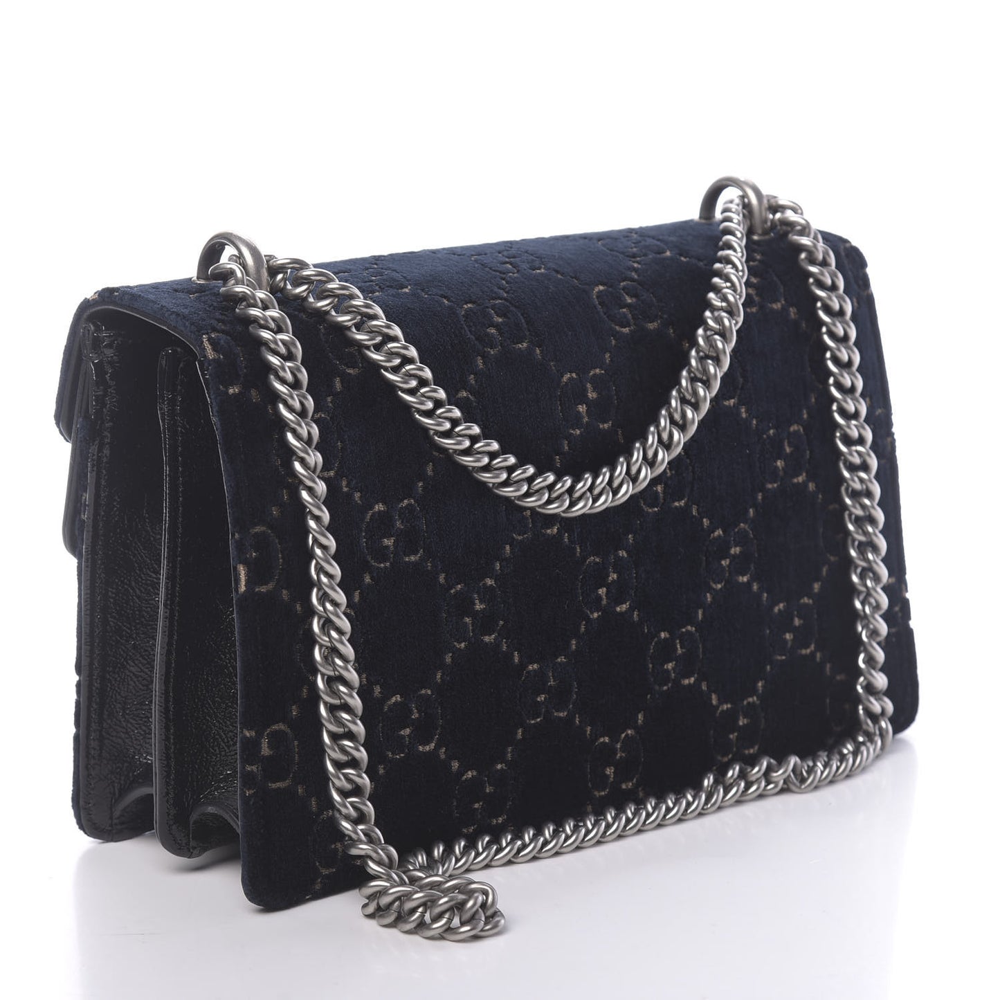 Velvet Skipper GG Monogram Small Dionysus Shoulder Bag Blue Beige Black