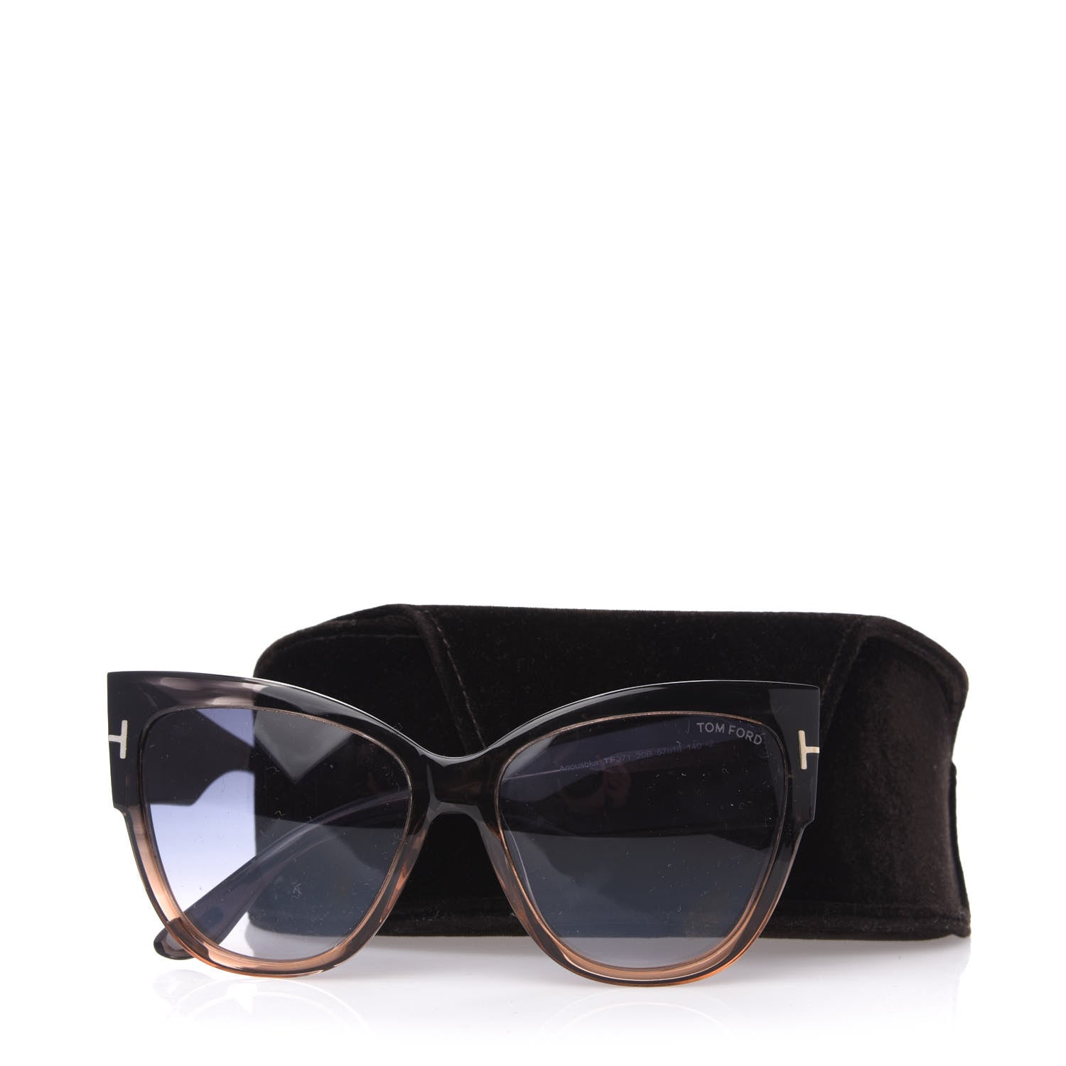 Tom Ford Acetate Anoushka Cat Eye Sunglasses TF371 Melange Grey Peach 8 of 8