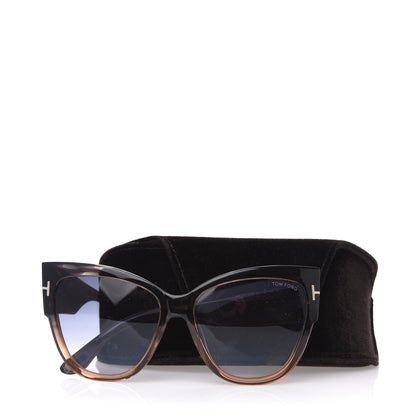 Tom Ford Acetate Anoushka Cat Eye Sunglasses TF371 Melange Grey Peach 8 of 8