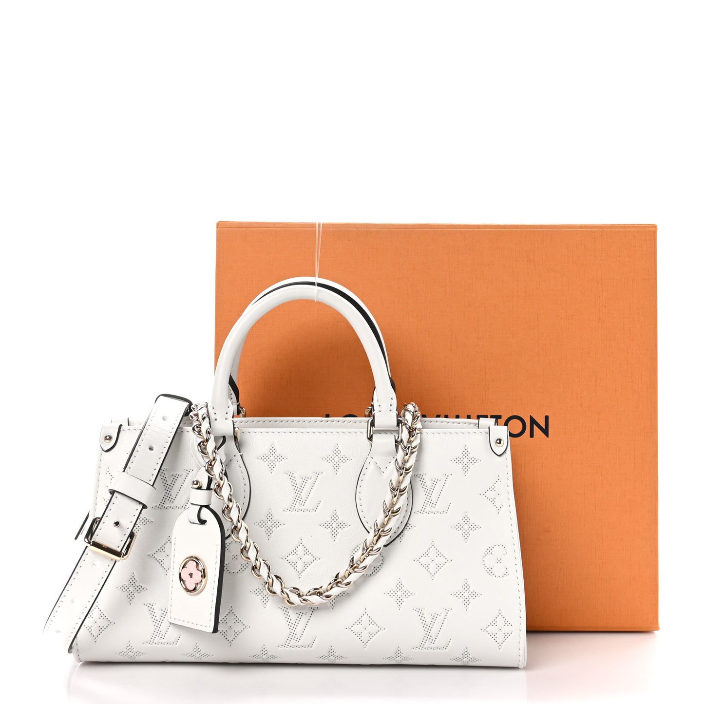 Calfskin Embossed Monogram OnTheGo East West White