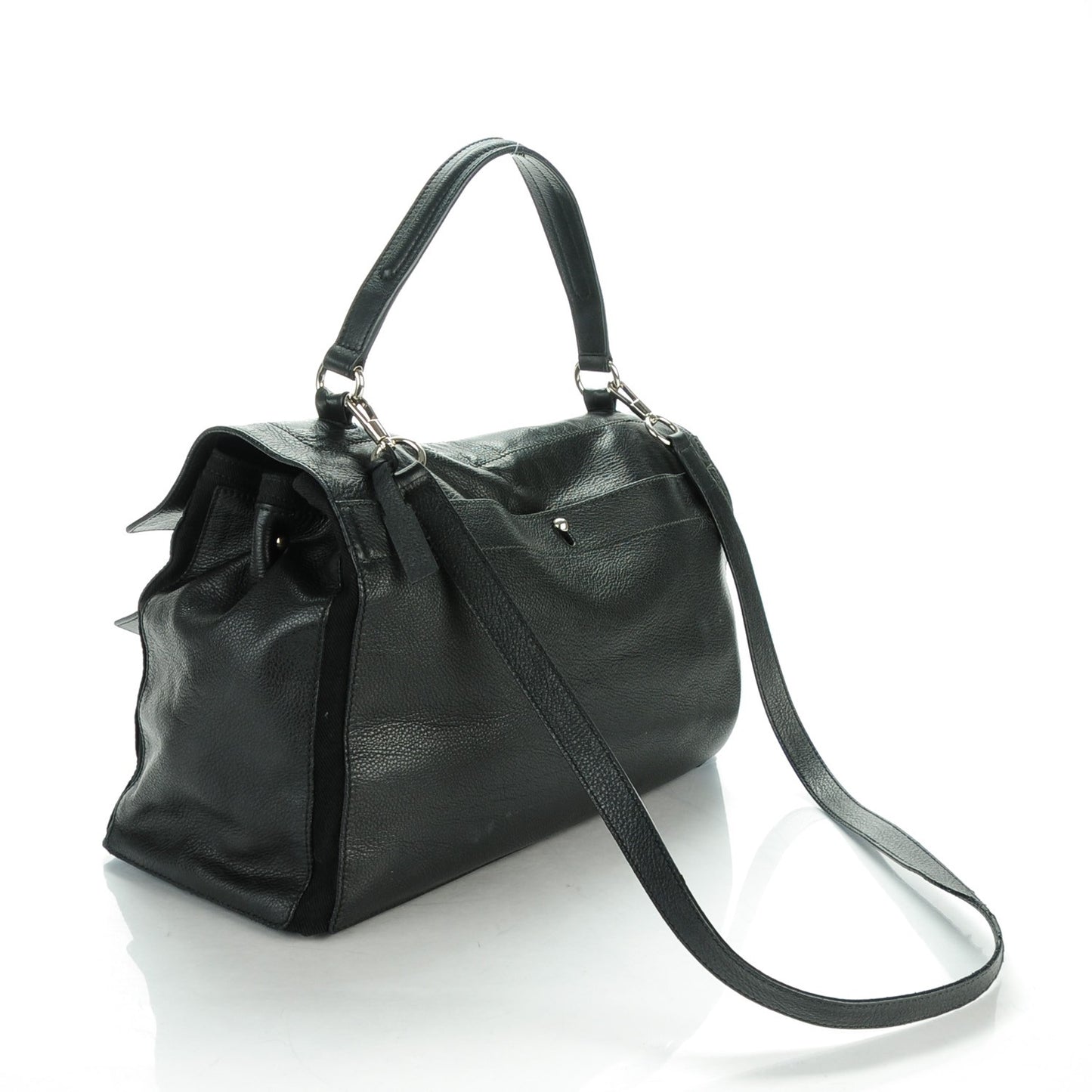 Calfskin Canvas Large Muse Two Black