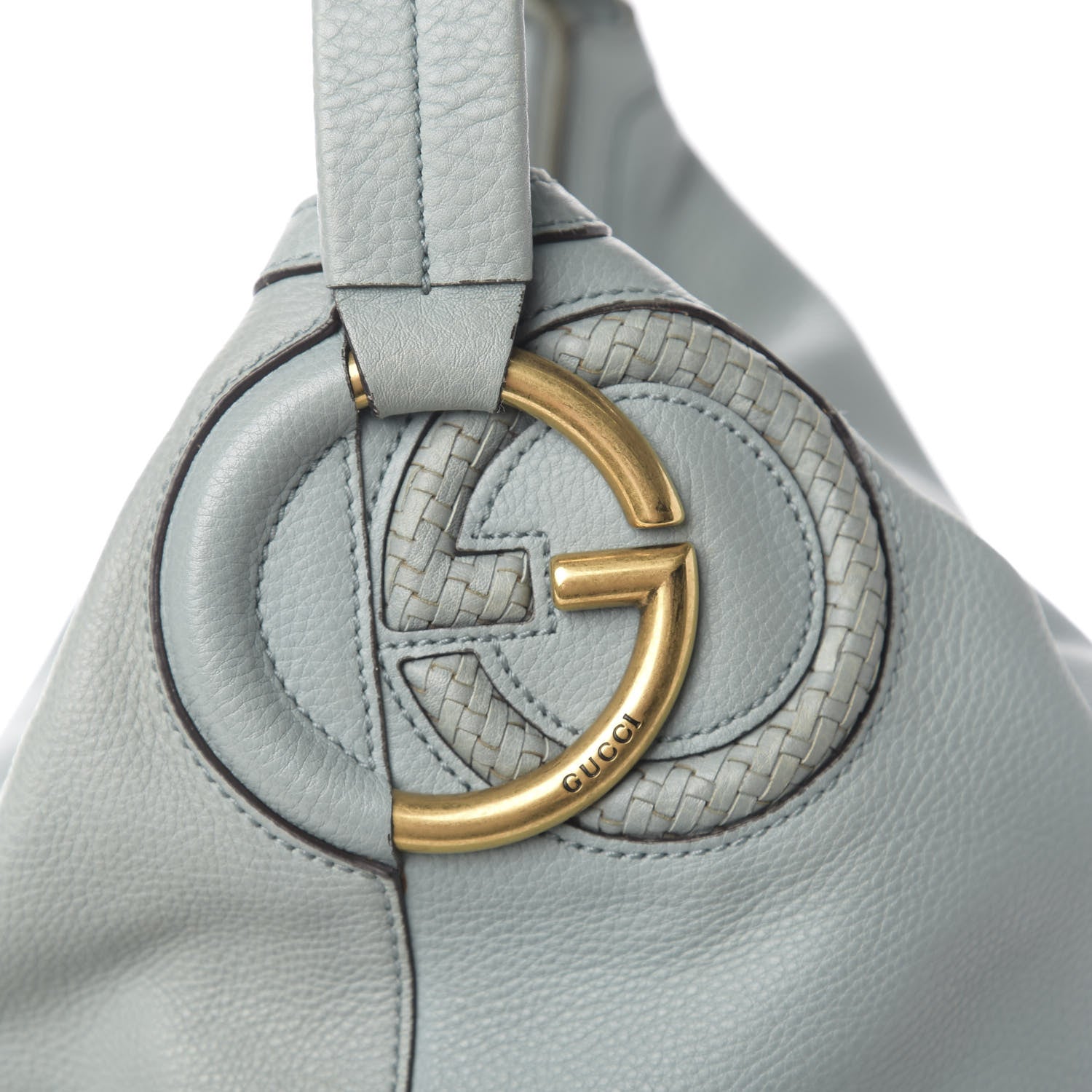 Gucci Pebbled Calfskin Twill Hobo Light Blue 9 of 9