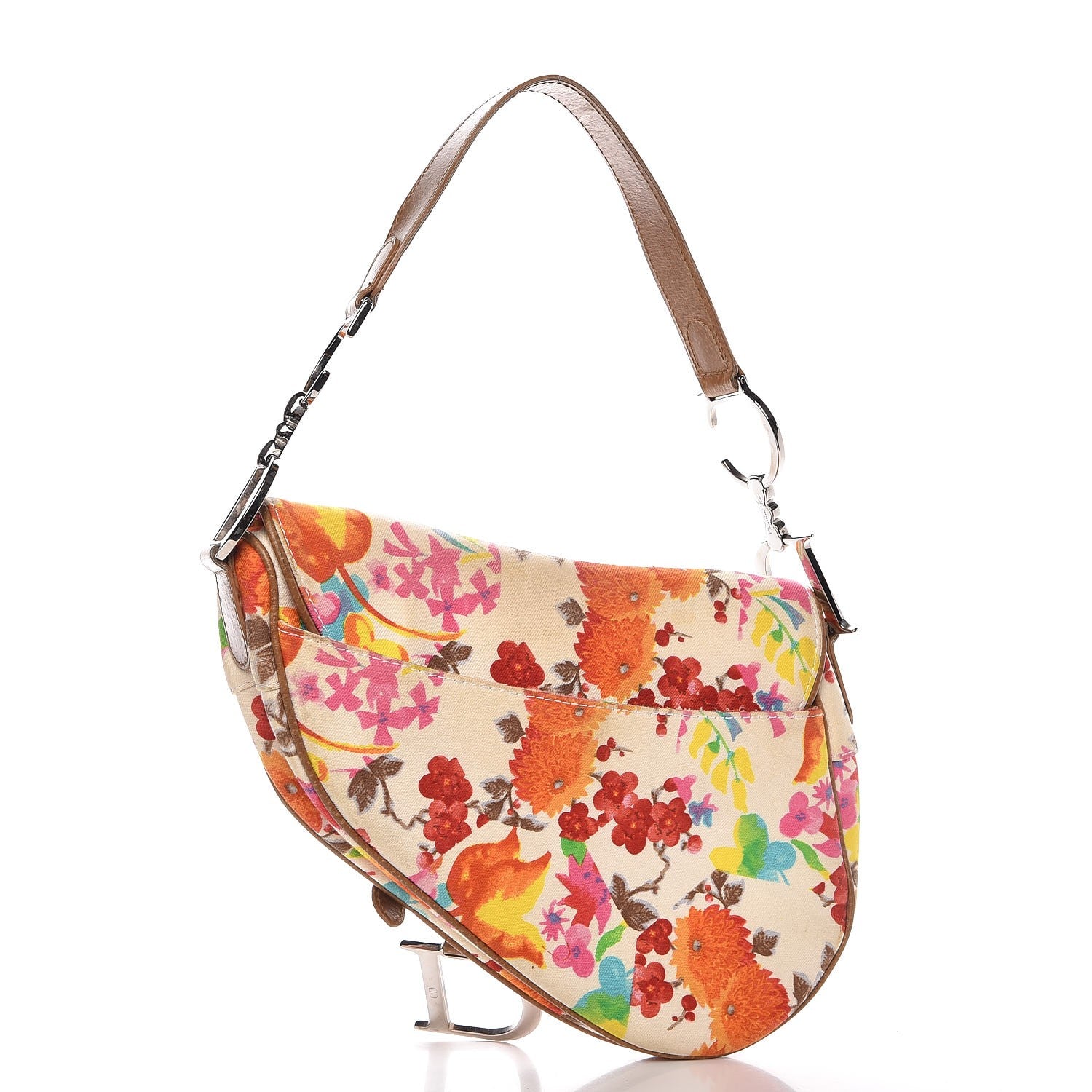 Christian Dior Canvas Floral Saddle Bag 3 of 11