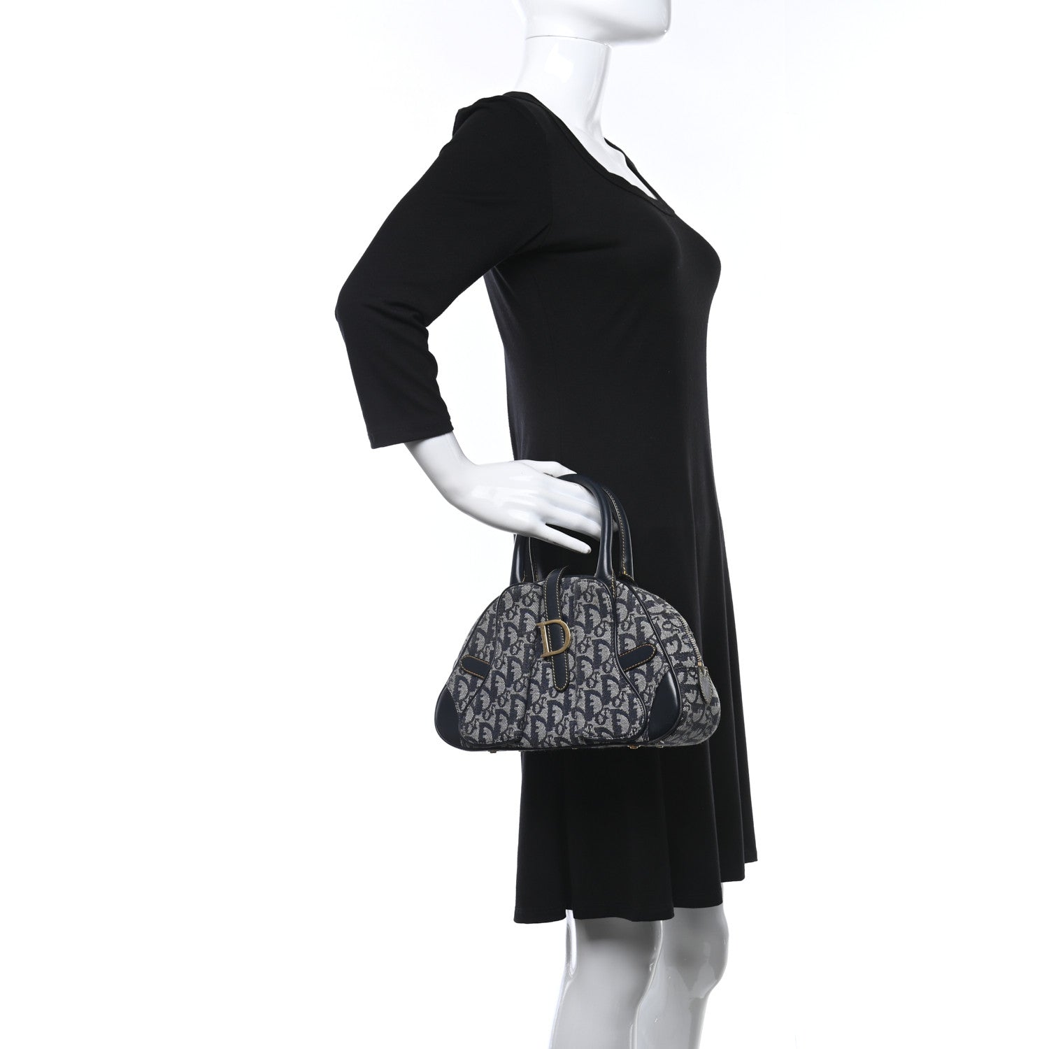 Christian Dior Monogram Mini Saddle Bowler Navy Navy 2 of 9