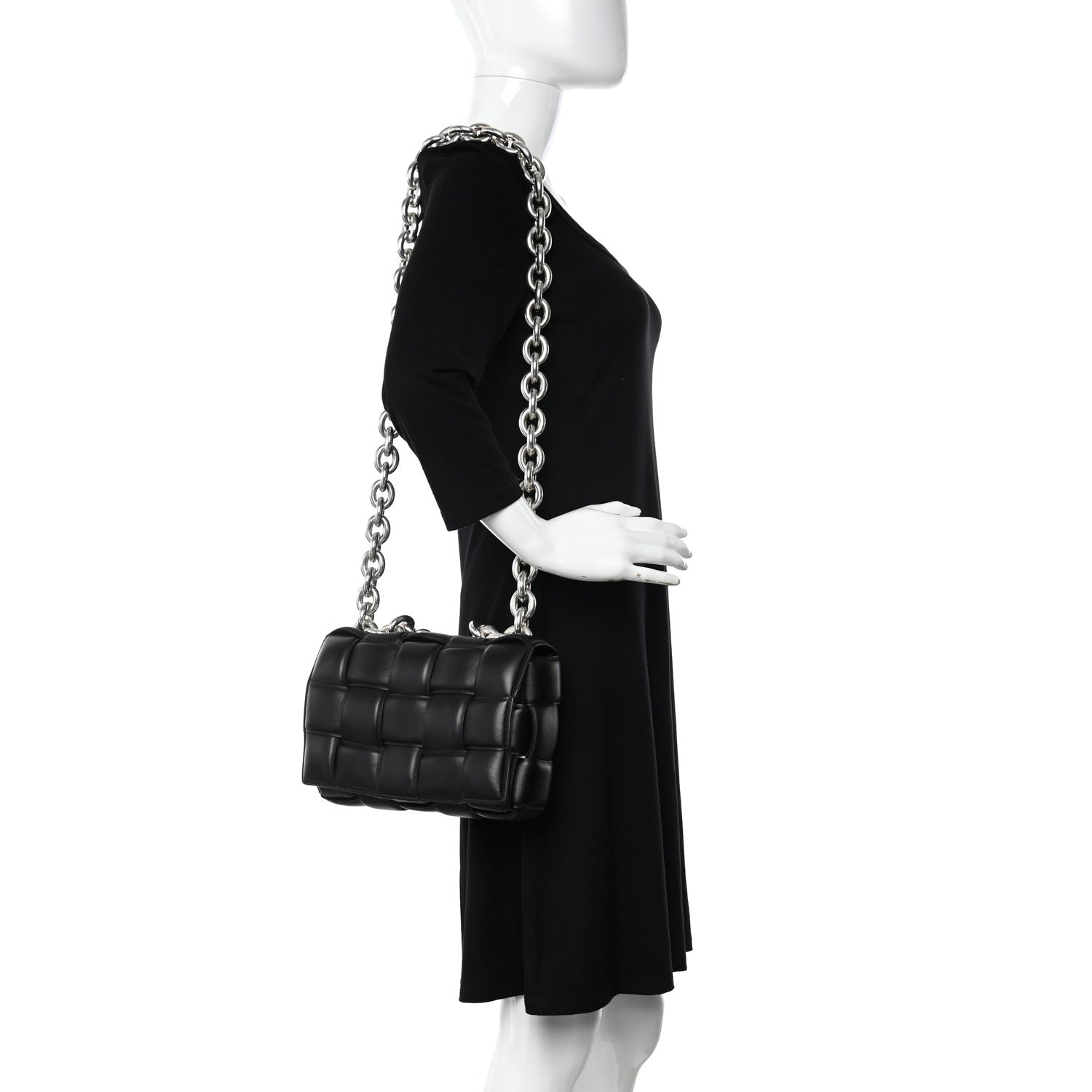 Bottega Veneta Lambskin Maxi Intreccio Padded Chain Cassette Crossbody Bag Black 2 of 11