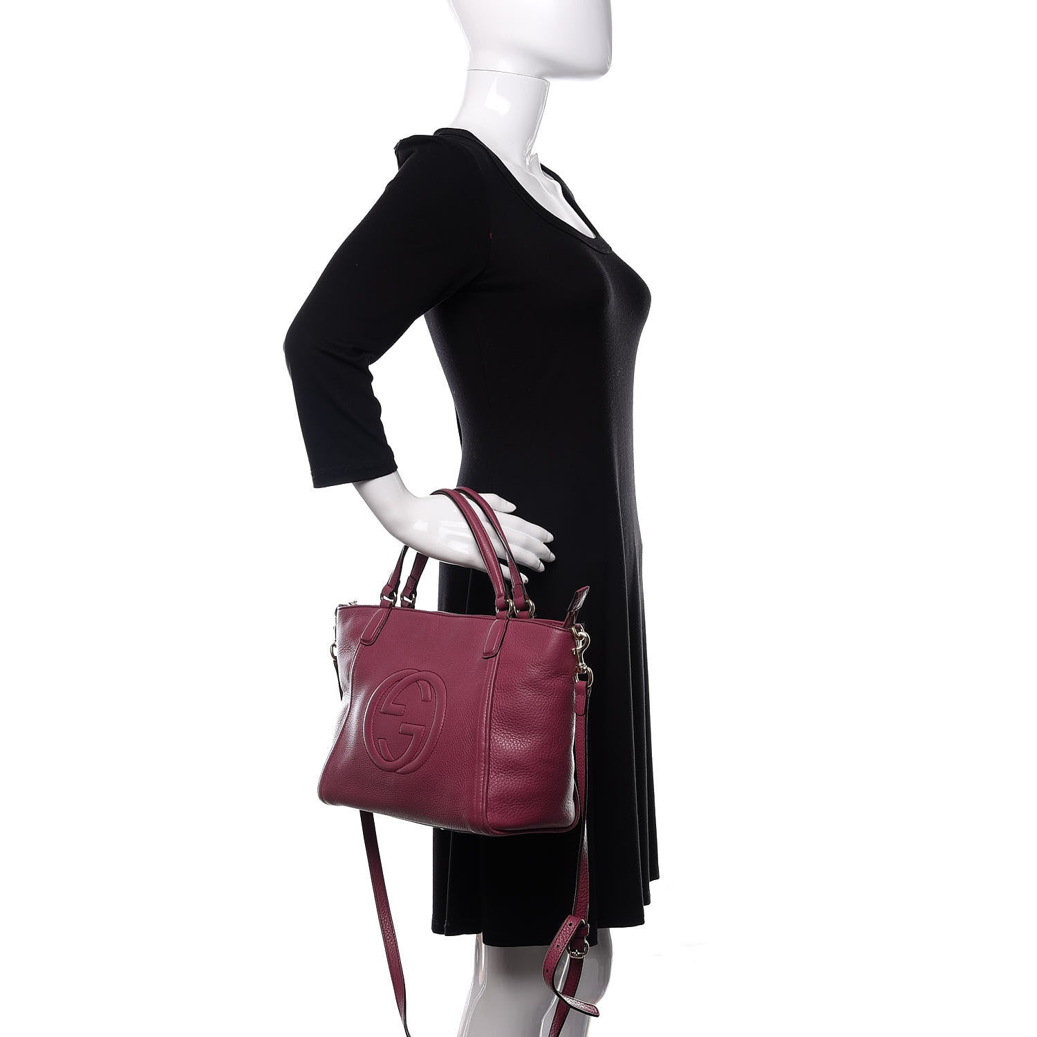 Gucci Pebbled Calfskin Small Soho Top Handle Bag Peonia Flower 2 of 20