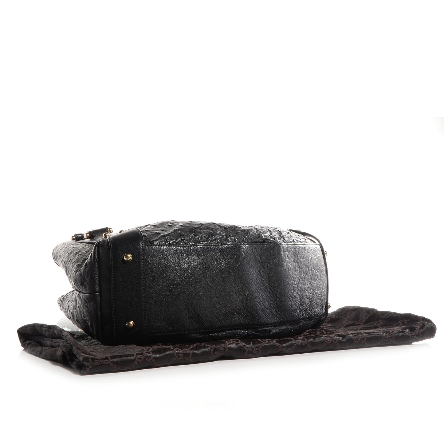 Ostrich Medium Pelham Shoulder Bag Black