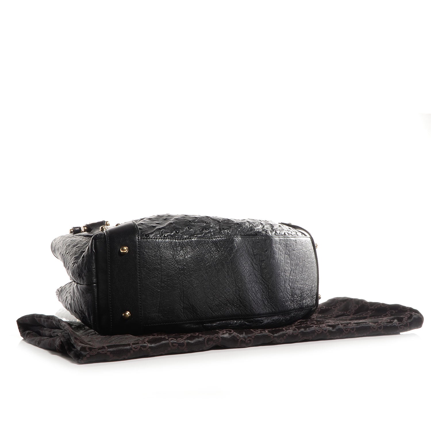 Gucci Ostrich Medium Pelham Shoulder Bag Black 4 of 7