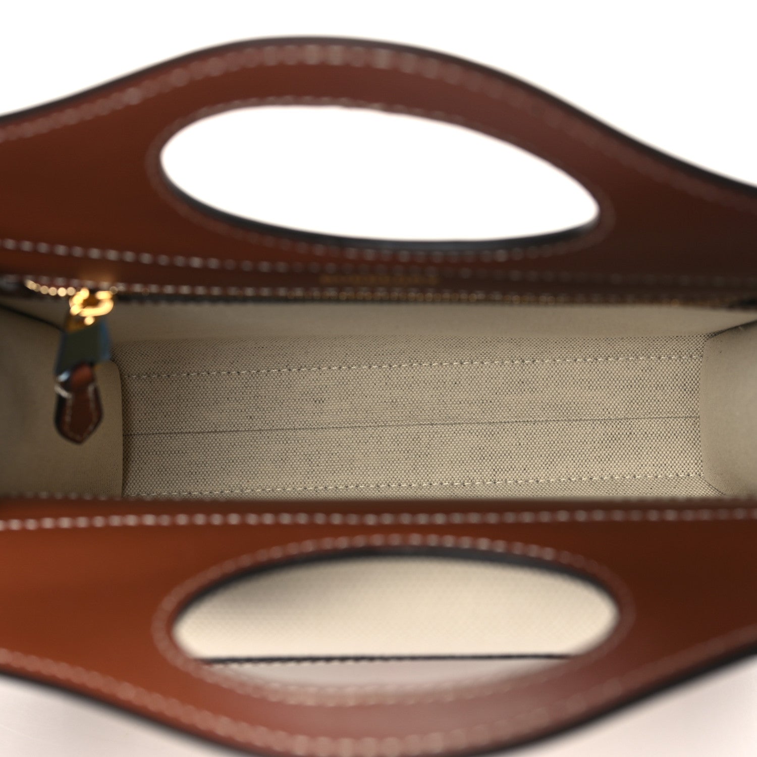 Burberry Canvas Smooth Calfskin Two Tone Mini Pocket Bag Natural Malt Brown 5 of 6