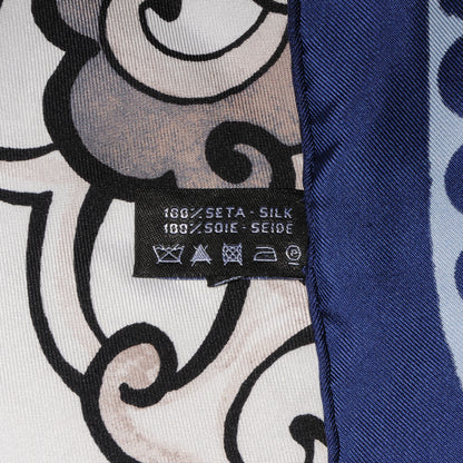Chanel Silk Dragon CC Scarf Navy 5 of 5