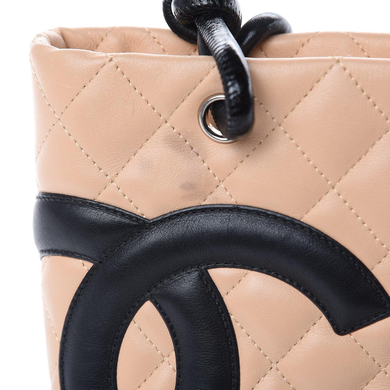 Chanel Calfskin Quilted Small Cambon Tote Beige Black 13 of 15