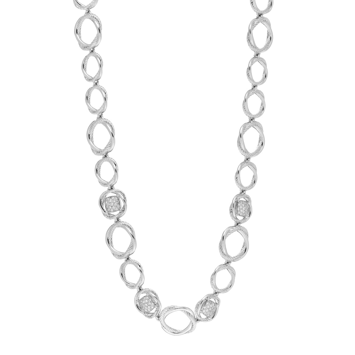 Sterling Silver Diamond Infinity Link Necklace