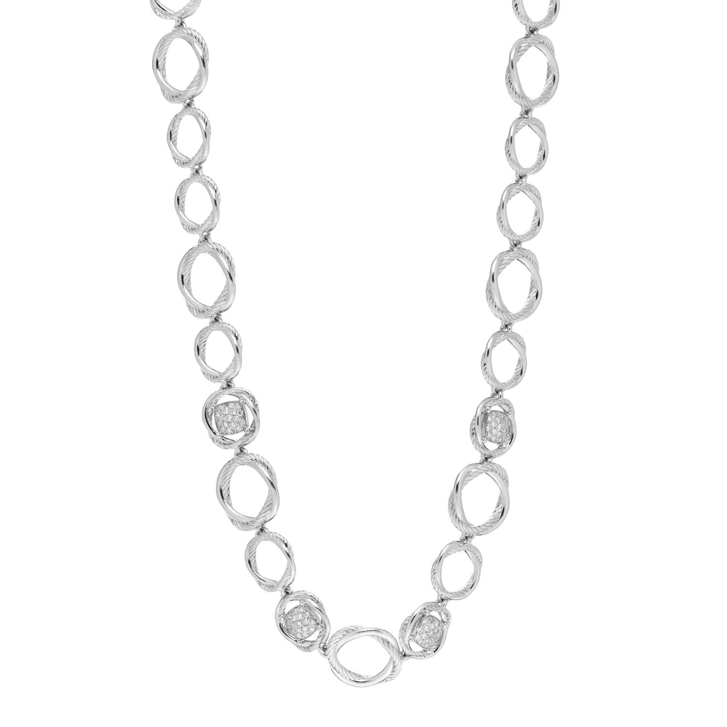 David Yurman Sterling Silver Diamond Infinity Link Necklace 1 of 4