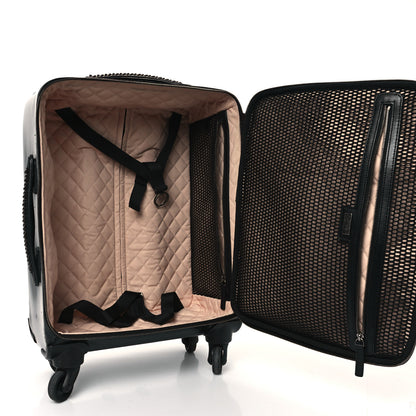 Chanel Vinyl Calfskin Quilted Coco Case Trolley Rolling Luggage Black 4 of 12