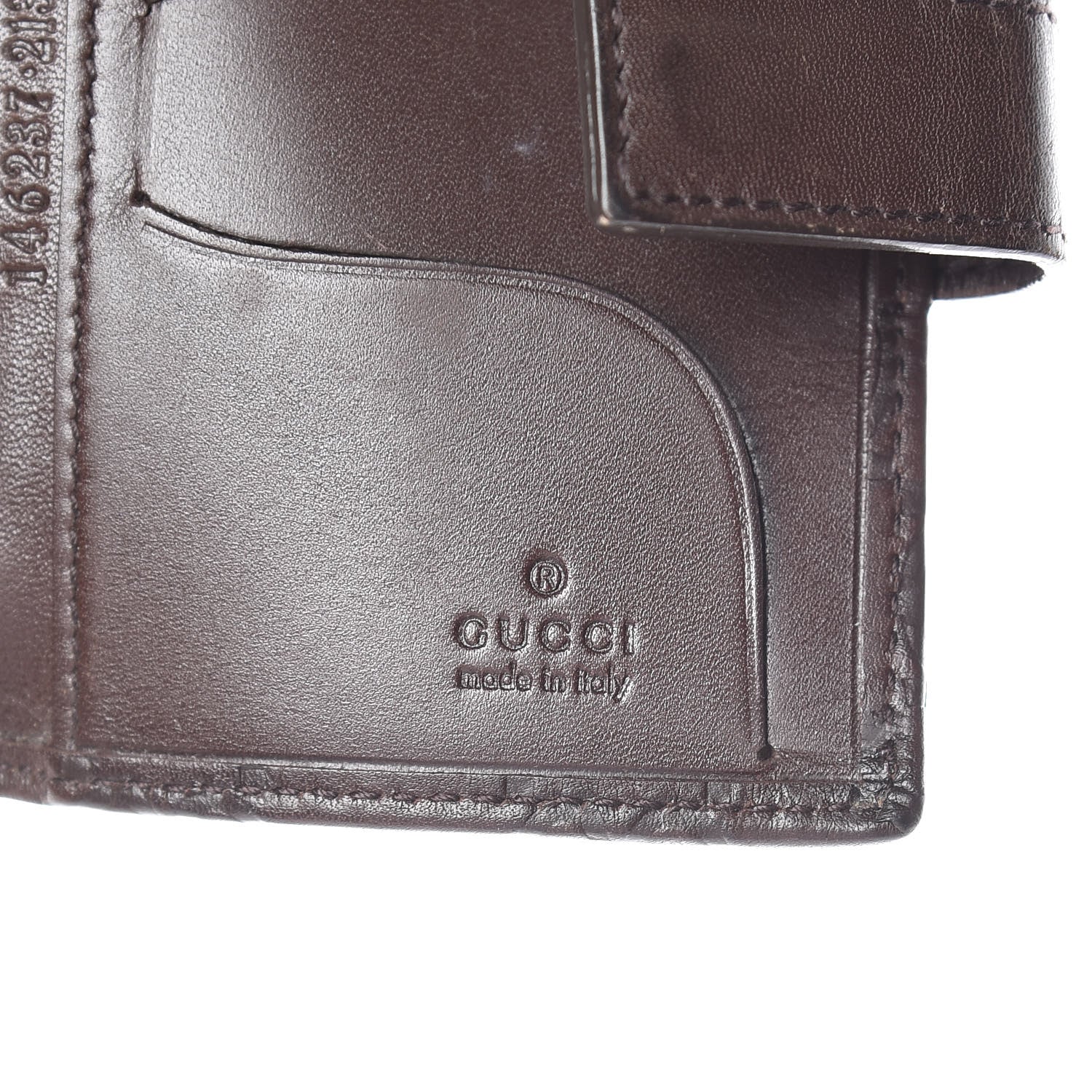 Gucci Guccissima Marguax Calfskin Avel Card Holder Wallet Chocolate 8 of 12