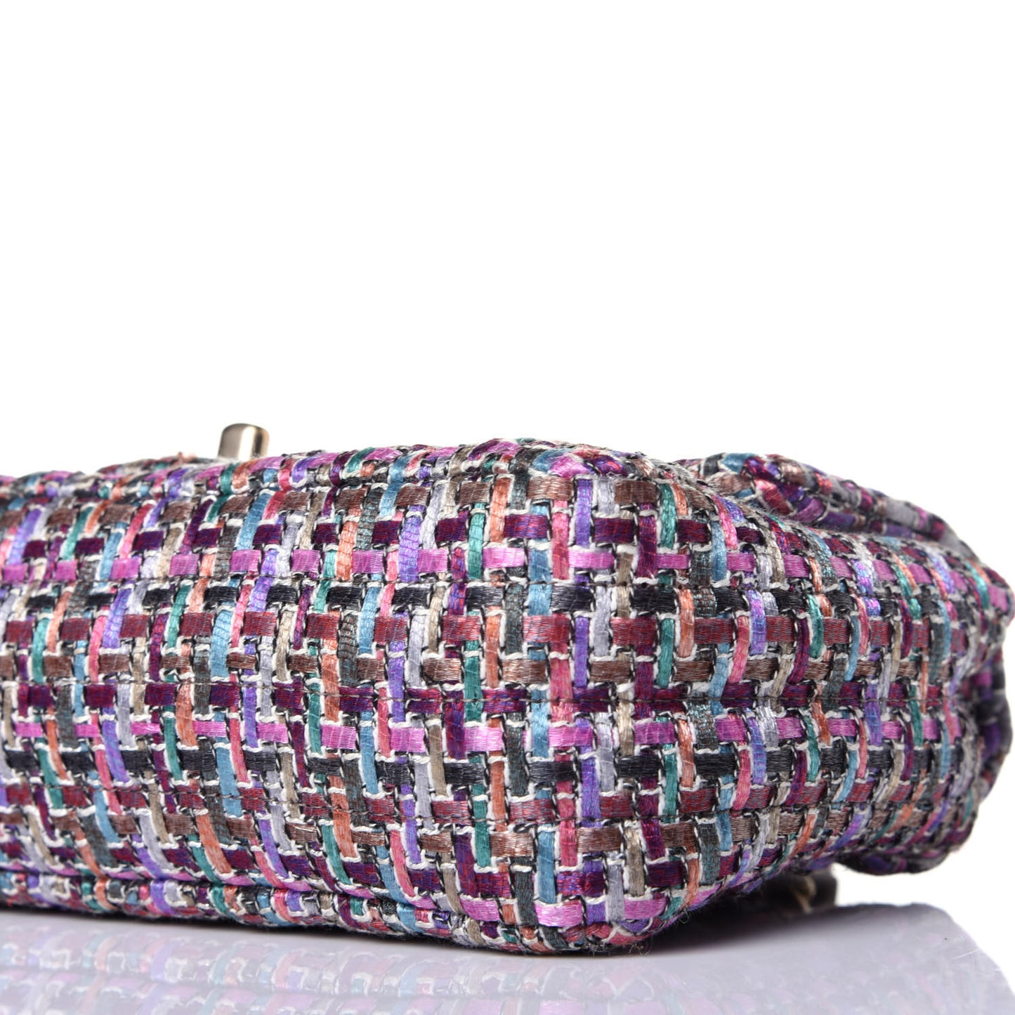 Tweed Quilted Mini Rectangular Flap Lilac Multicolor