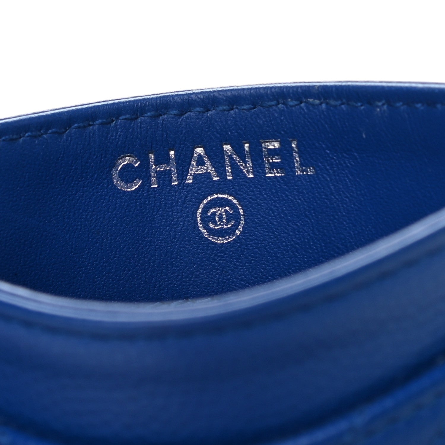 Chanel Caviar Chevron Quilted Card Holder Bright Blue 6 of 8
