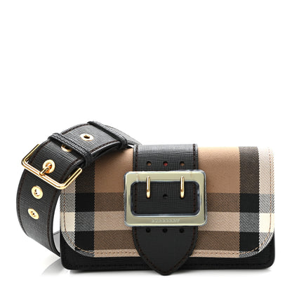 Burberry House Check Bridle Calfskin Small Madison Buckle Bag Black 1 of 9
