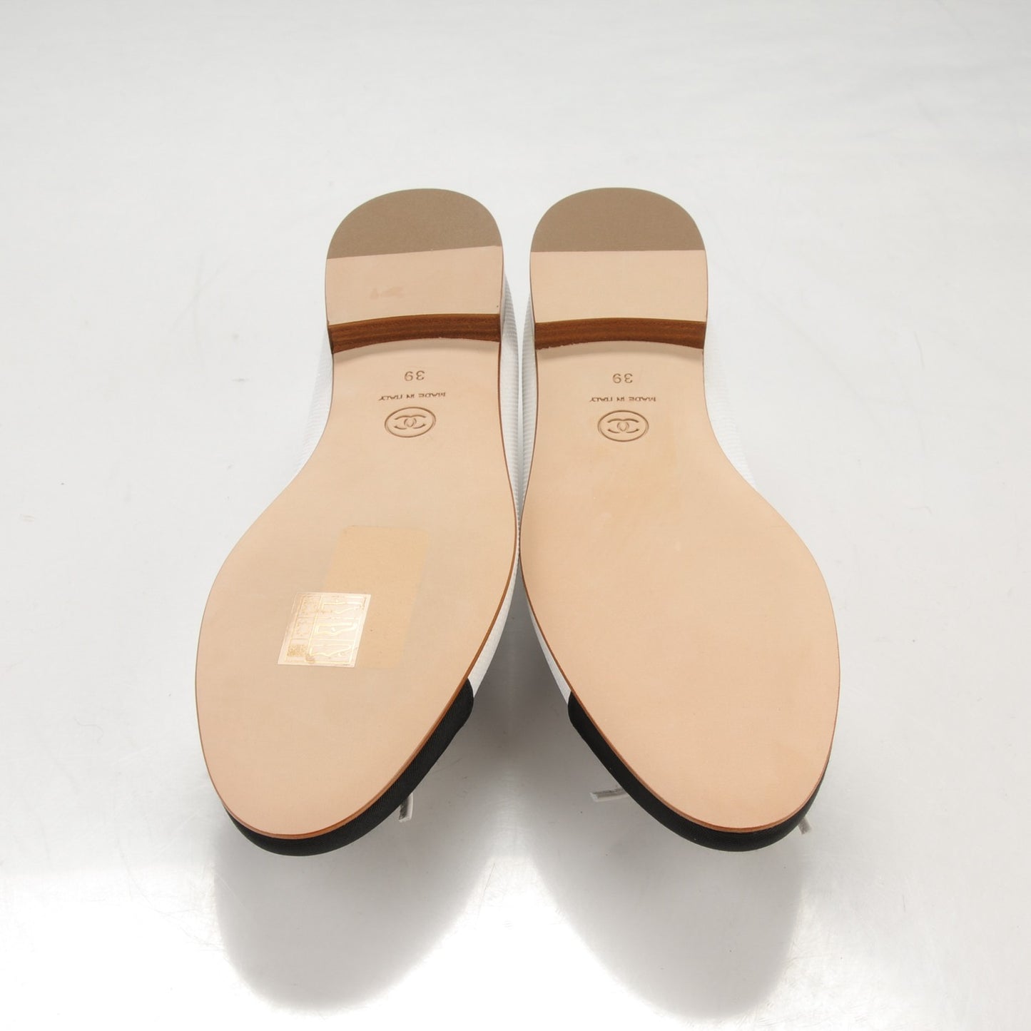 Fabric Cap Toe Ballerina Flats 39 White Black